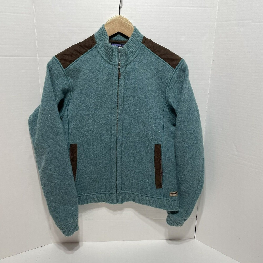 Vintage Patagonia Full Zip Jacket Womens Medium, Teal, Wool Blend, Pockets USA
